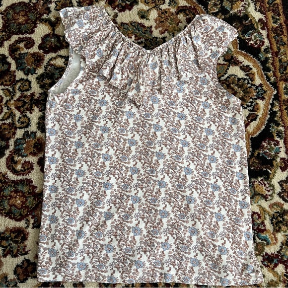 Kate Quinn Ditsy Floral Ruffled V Neck Ruched Sleeveless Top M - Picture 4 of 10